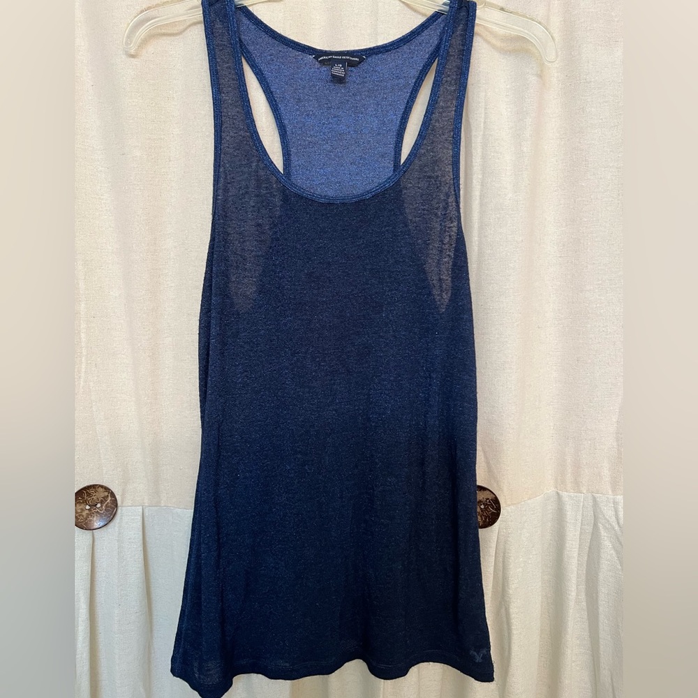 AE - Sz L - navy blue shimmer tank